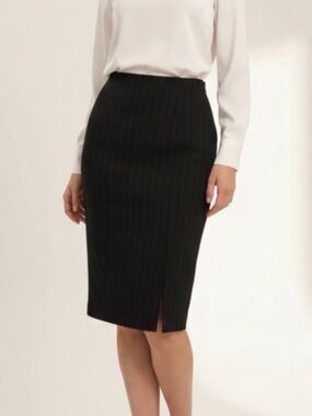 Vintage Armani Collezioni Black Pinstripe Pencil Skirt